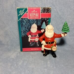 Vintage 1990 Hallmark Keepsake Ornament Merry Old Santa Birthyear Birthdate